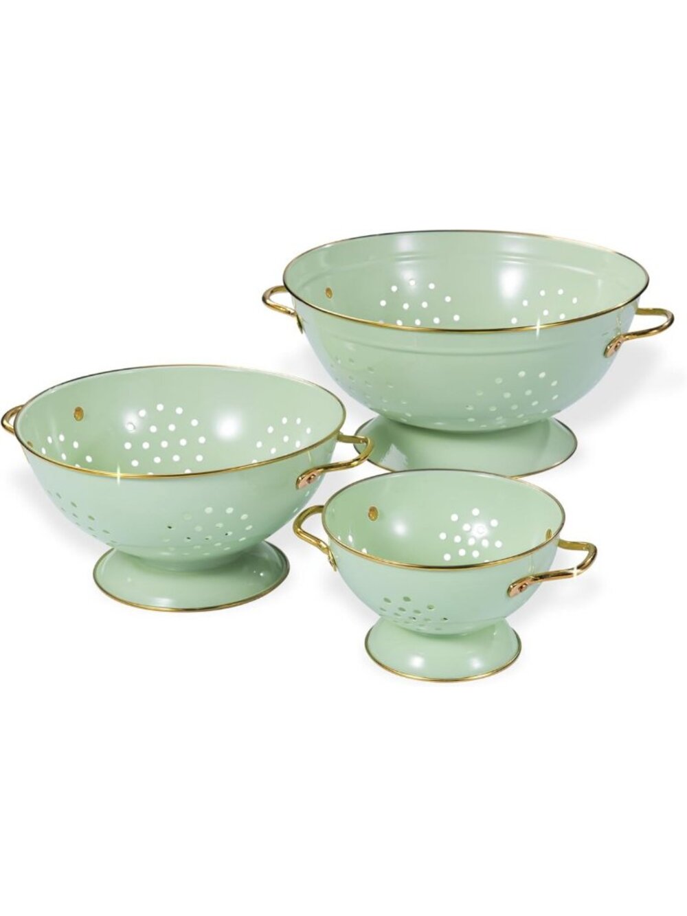 3-Piece Metal Colander Set with Handles - Perfect for Pasta, Berries & Veggies